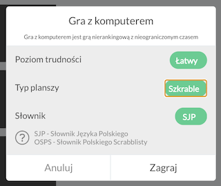 Literaki - Możliwość gry z komputerem na planszy szkrable